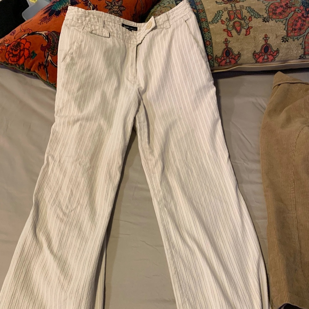 Cotton Pinstriped Straight Leg Work Pants